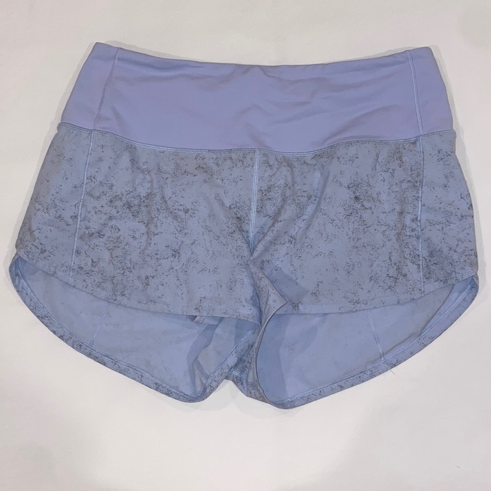 Lululemon! Blue/purple with marble pattern Speed Ups Low-Rise 2.5 Length Size 8